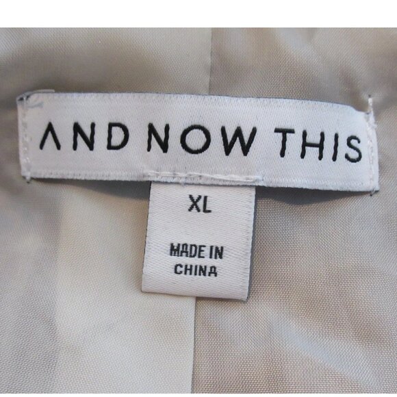 And Now This Women's Cropped Eyelash Shirt Jacket Shacket, Beige Blue Plaid, XL - Picture 3 of 5